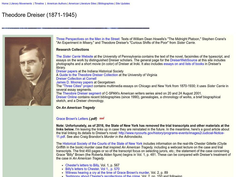 Washington State University: American Authors: Theodore Dreiser (1871 1945) Activity