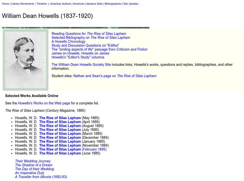 Washington State University: American Authors: William Dean Howells Website