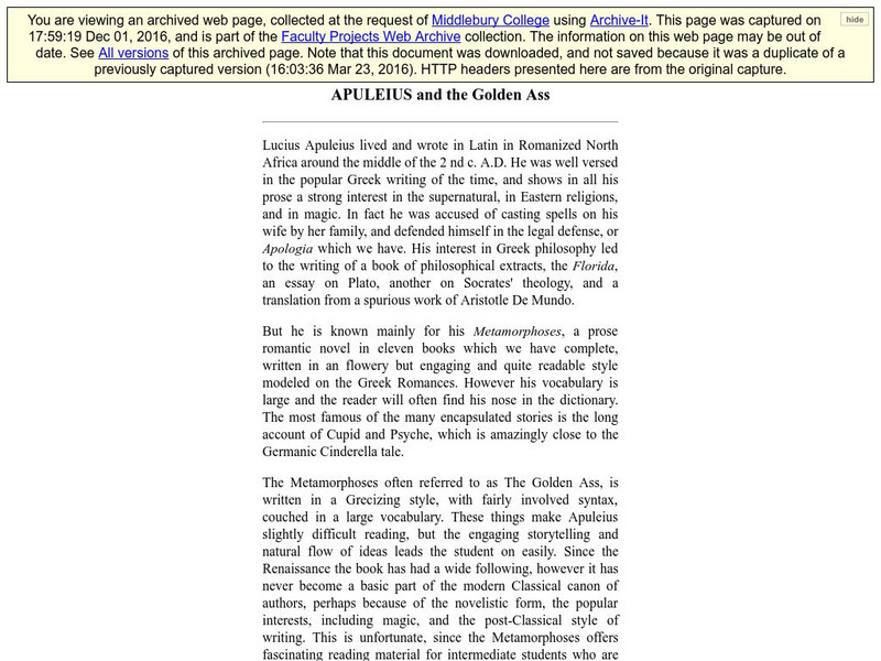 Middlebury College: Apuleius and the Golden Ass Website