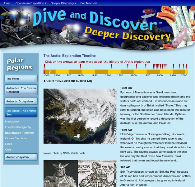 Woods Hole Oceanography Institute: The Arctic: Exploration Timeline Handout Woods Hole Oceanography Institute: The Arctic: Exploration Timeline Handout