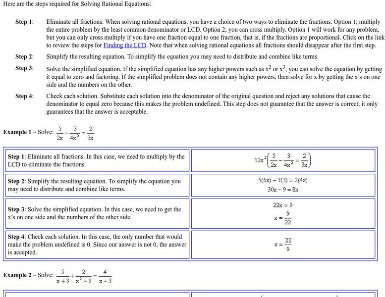 Mesa Community College: Solving Rational Equations Unit Plan Mesa Community College: Solving Rational Equations Unit Plan