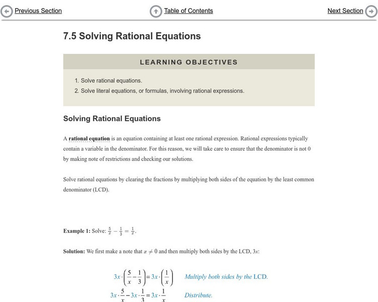 Saylor Academy: Solving Rational Equations eBook Saylor Academy: Solving Rational Equations eBook