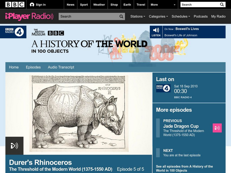 Bbc Podcasts: Episode 75: Durer's Rhinoceros 17 Sept 2010 Audio Bbc Podcasts: Episode 75: Durer's Rhinoceros 17 Sept 2010 Audio