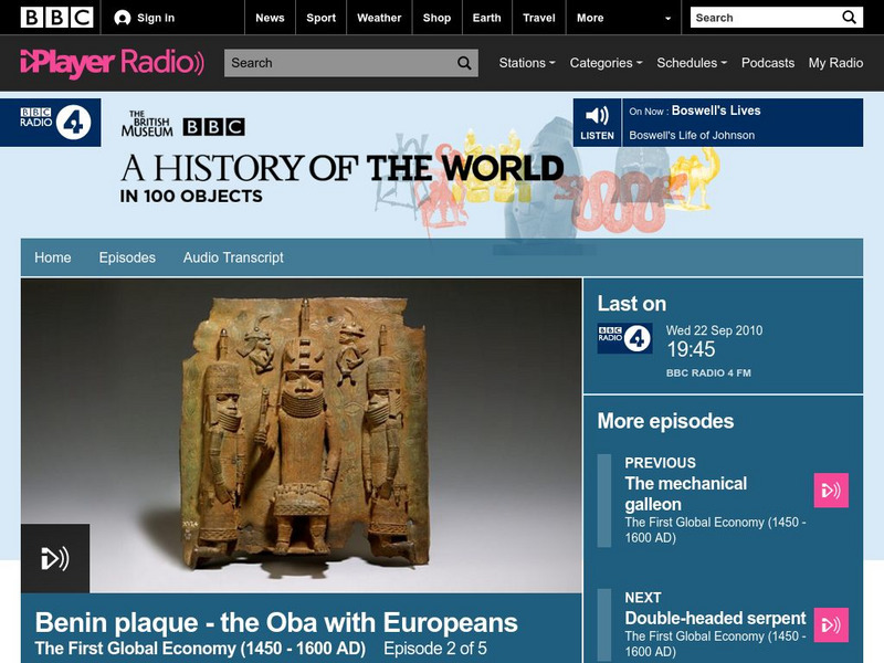 Bbc Podcasts: Episode 77: Benin Plaque the Oba With Europeans 21 Sept 2010 Audio