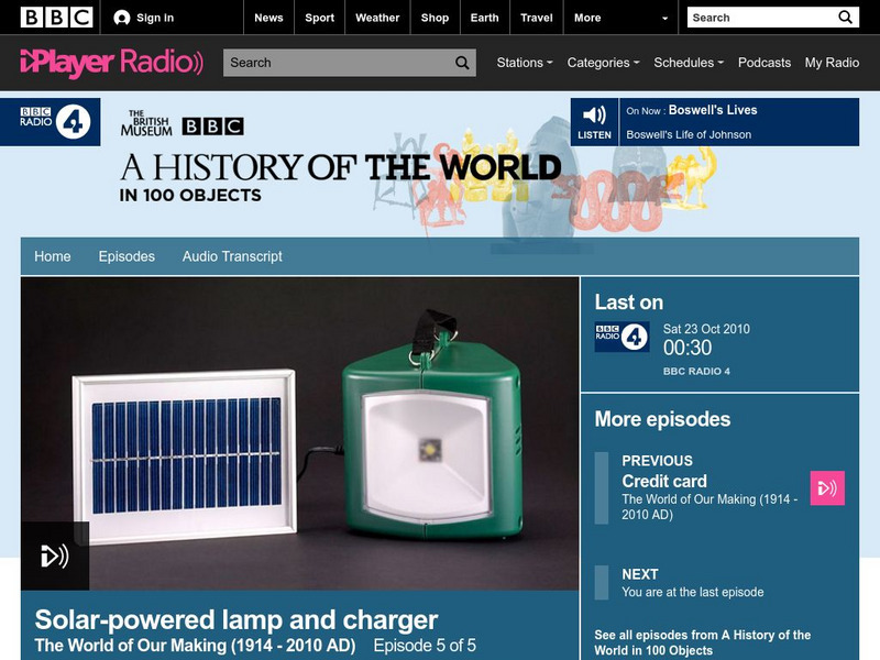Bbc Podcasts: Episode 100: Solar Powered Lamp and Charger 22 Oct 2010 Audio