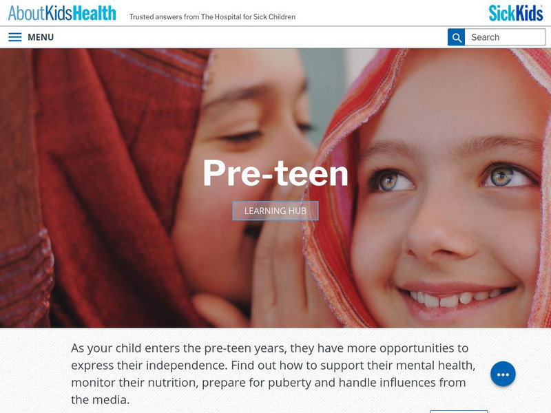 About Kids Health: Pre Teen Learning Hub Website About Kids Health: Pre Teen Learning Hub Website
