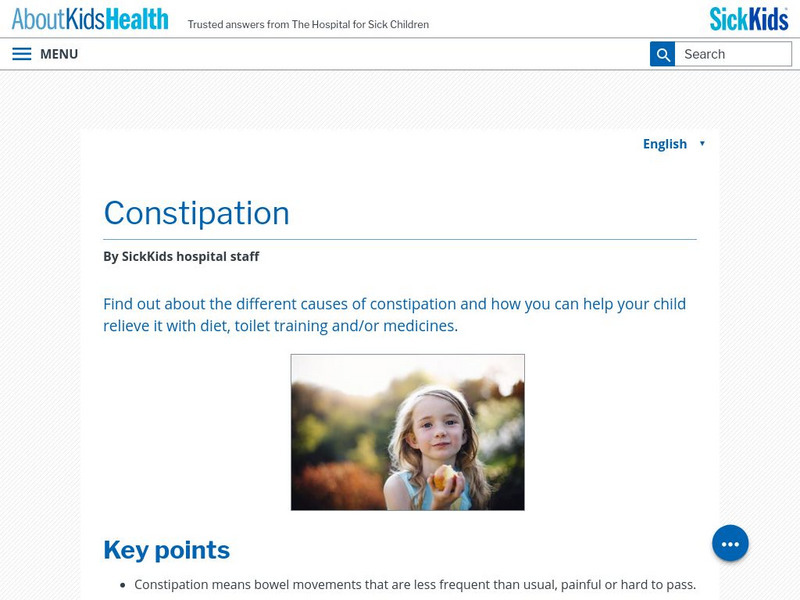 About Kids Health: Constipation Handout About Kids Health: Constipation Handout