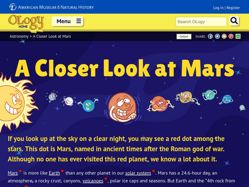 American Museum of Natural History: O Logy: A Closer Look at Mars Interactive American Museum of Natural History: O Logy: A Closer Look at Mars Interactive