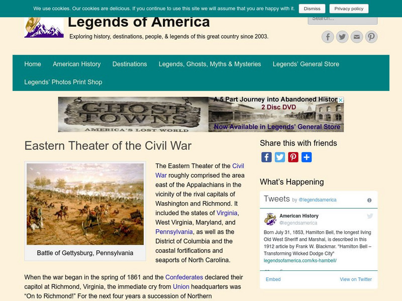 Legends of America: American History: Eastern Theater of the Civil War Website Legends of America: American History: Eastern Theater of the Civil War Website