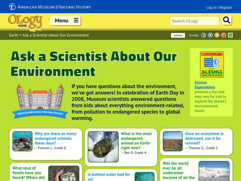 American Museum of Natural History: O Logy: Ask a Scientist Handout American Museum of Natural History: O Logy: Ask a Scientist Handout