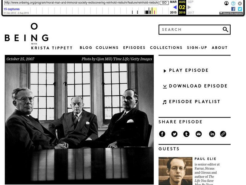 American Public Media: Reinhold Niebuhr: Does His Legacy Have a Future? Website American Public Media: Reinhold Niebuhr: Does His Legacy Have a Future? Website