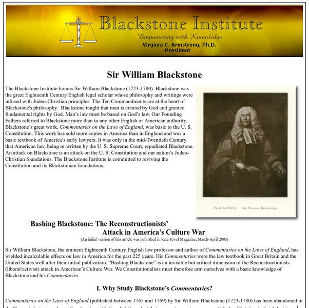 Blackstone Institute: Bashing Blackstone Article Blackstone Institute: Bashing Blackstone Article