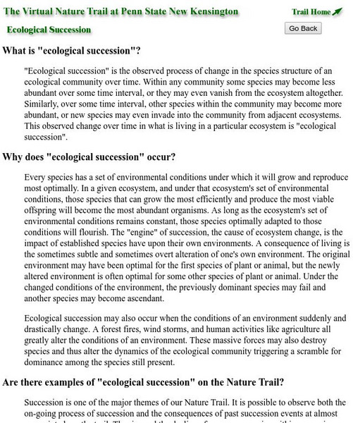 Virtual Nature Trail at Penn State New Kensington: Ecological Succession Handout Virtual Nature Trail at Penn State New Kensington: Ecological Succession Handout