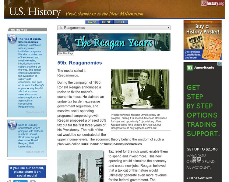 U.s. History: Reaganomics Website U.s. History: Reaganomics Website