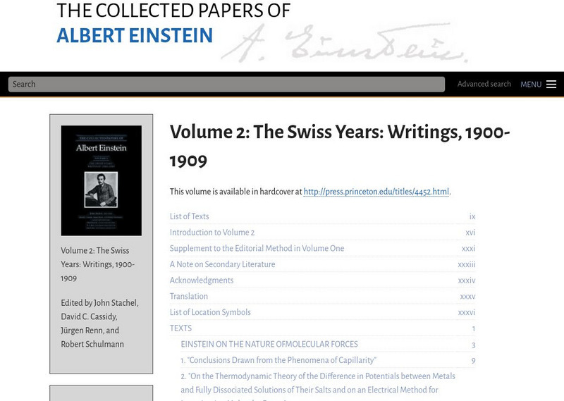 The Collected Papers of Einstein: Volume 2: Swiss Years: Writings, 1900 1909 eBook The Collected Papers of Einstein: Volume 2: Swiss Years: Writings, 1900 1909 eBook