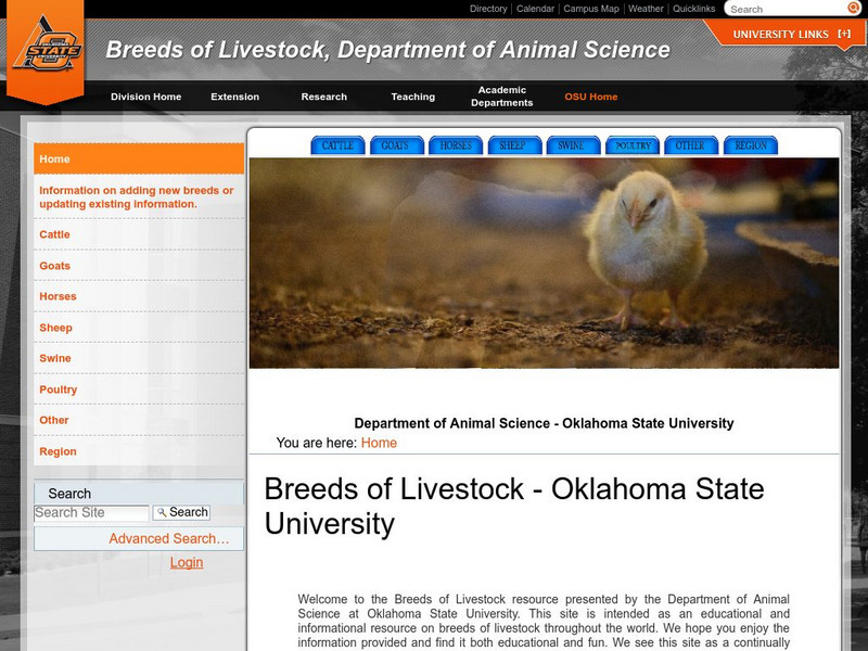 Oklahoma State University: Breeds of Livestock: Descriptions and Pictures Website