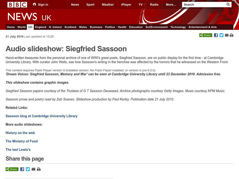 Bbc Audio Interviews: Siegfried Sassoon PPT Bbc Audio Interviews: Siegfried Sassoon PPT