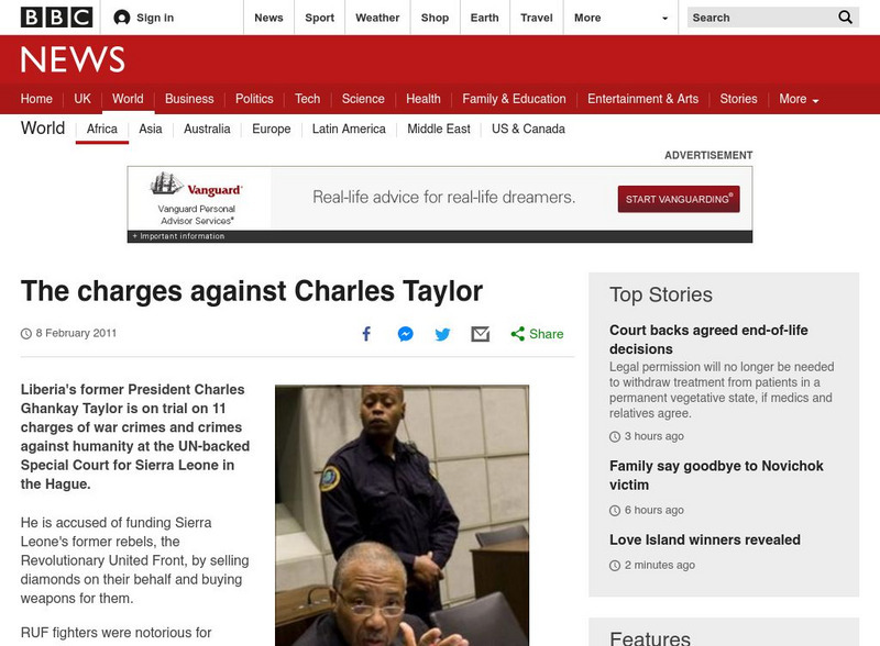 Bbc: The Charges Against Charles Taylor Website