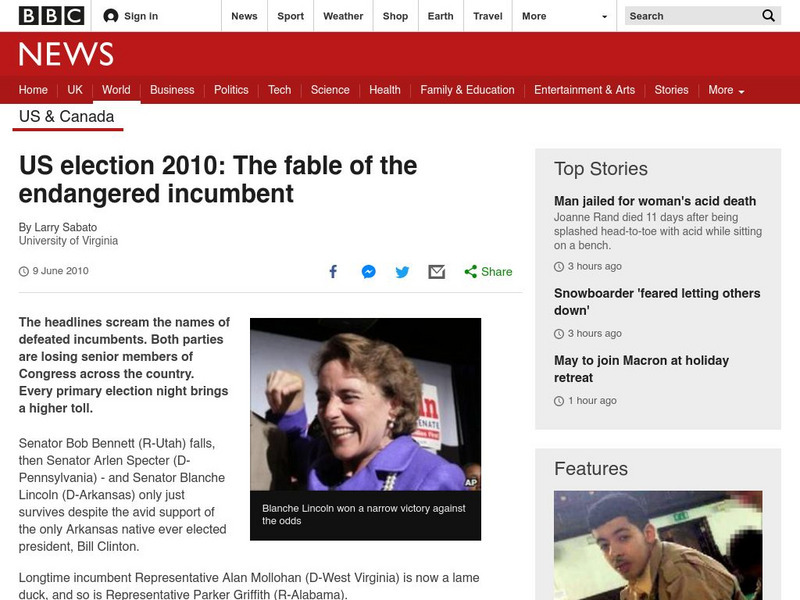 Bbc News: Us Election 2010: The Fable of the Endangered Incumbent Website Bbc News: Us Election 2010: The Fable of the Endangered Incumbent Website