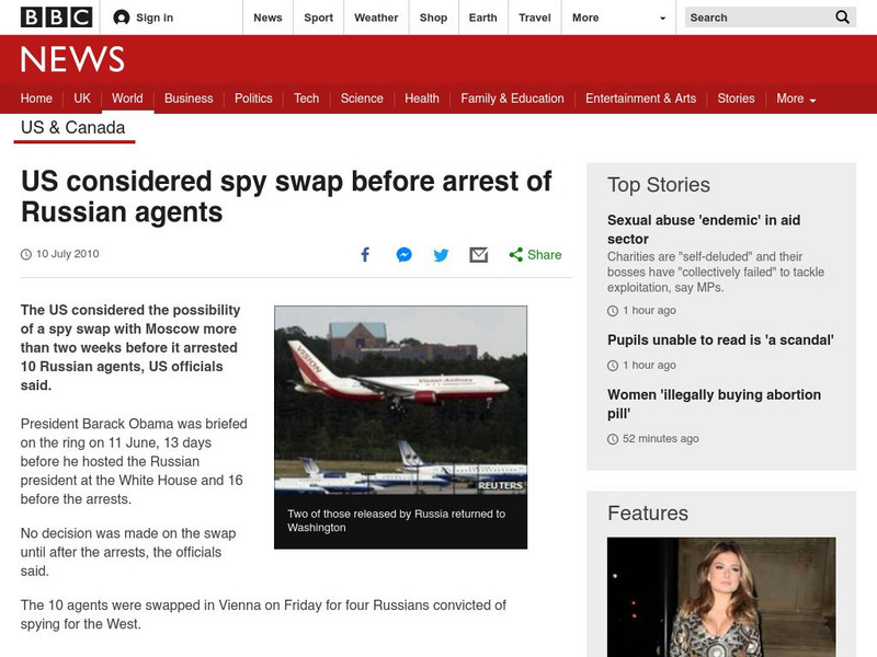 Bbc: Us Considered Spy Swap Before Arrest of Russian Agents Article