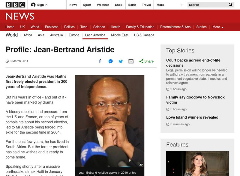 Bbc: Jean Bertrand Aristide Profile Website