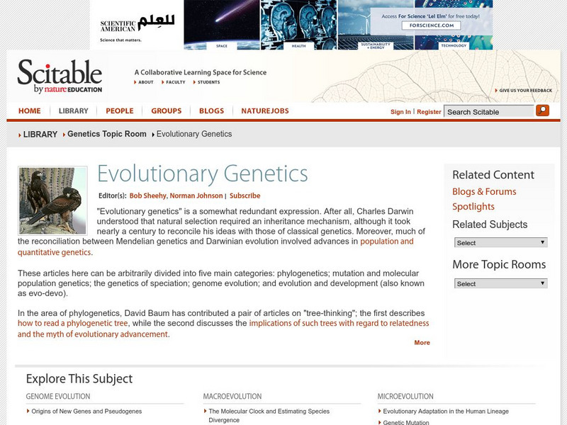 Scitable: Evolutionary Genetics Handout Scitable: Evolutionary Genetics Handout
