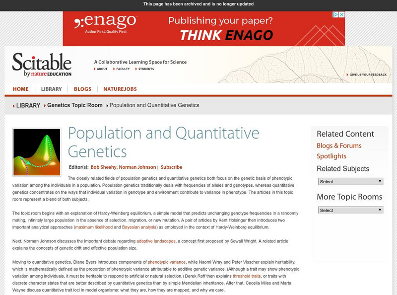 Scitable: Population and Quantitative Genetics Handout Scitable: Population and Quantitative Genetics Handout
