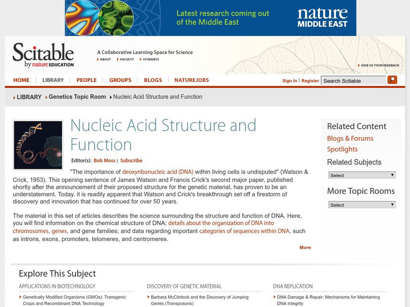 Scitable: Nucleic Acid Structure and Function Handout Scitable: Nucleic Acid Structure and Function Handout