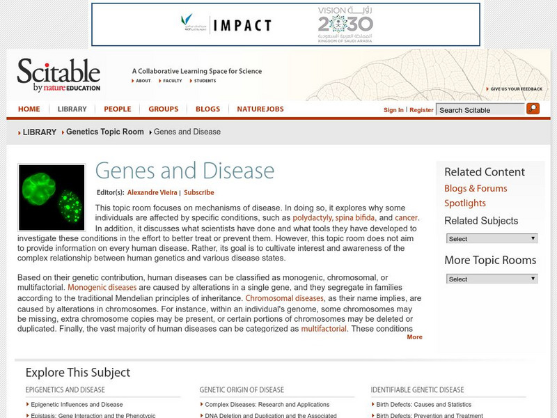 Scitable: Genes and Disease Handout Scitable: Genes and Disease Handout