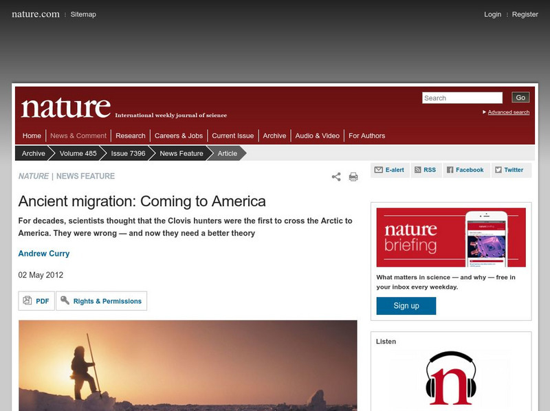 Nature News and Comment: Ancient Migration: Coming to America Article Nature News and Comment: Ancient Migration: Coming to America Article