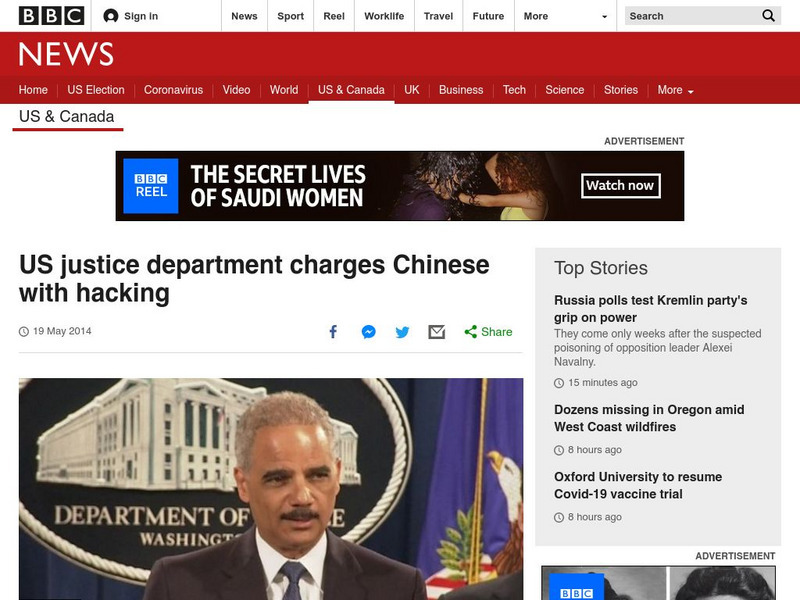 Bbc: Week of 5 19 14: u.s. Justice Department Charges Chinese With Hacking Article