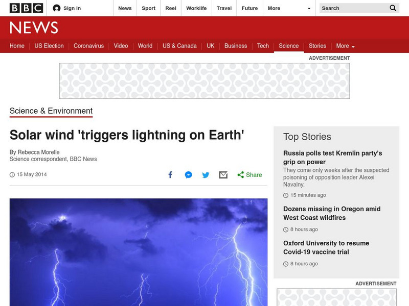 Bbc: Week of 5 19 14:template Solar Wind 'Triggers Lightning on Earth' Article Bbc: Week of 5 19 14:template Solar Wind 'Triggers Lightning on Earth' Article