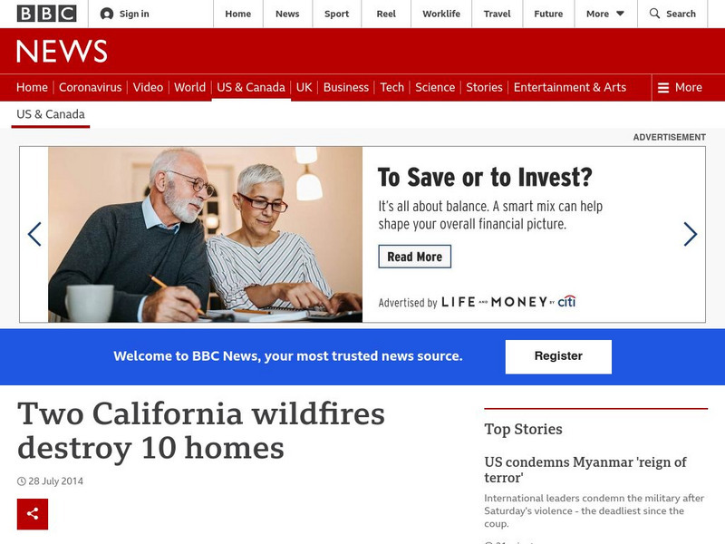 Bbc: Week of 7 28 14: Two California Wildfires Destroy 10 Homes Article Bbc: Week of 7 28 14: Two California Wildfires Destroy 10 Homes Article