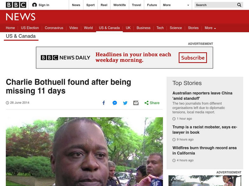 Bbc: Week of 6 30 14: Charlie Bothuell Found After Being Missing for 11 Days Article