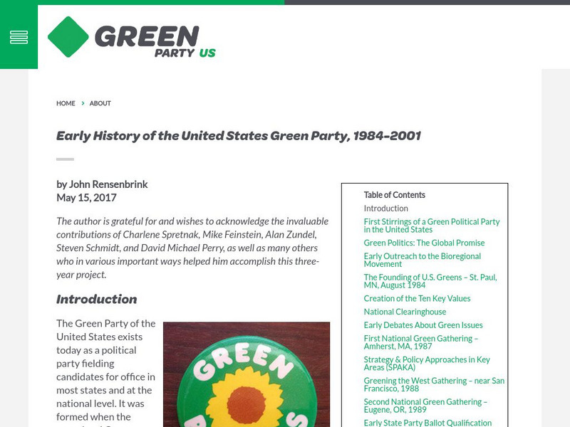The History of the Green Party Website The History of the Green Party Website