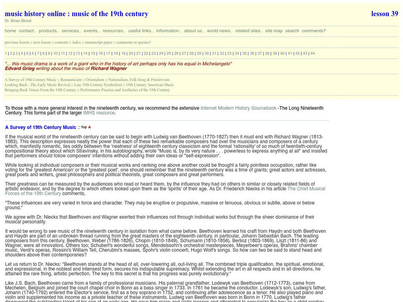 Music History Online: Music of the 19th Century Website Music History Online: Music of the 19th Century Website