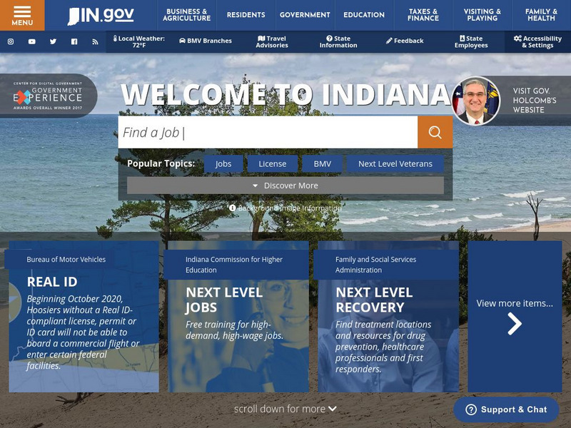 State of Indiana Website State of Indiana Website