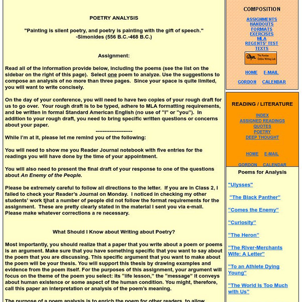 Gordon State College: Poetry Analysis Unit Plan Gordon State College: Poetry Analysis Unit Plan
