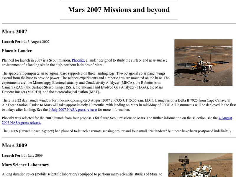 Nasa Space Science Data Archive: Mars 2007 and Beyond Handout Nasa Space Science Data Archive: Mars 2007 and Beyond Handout