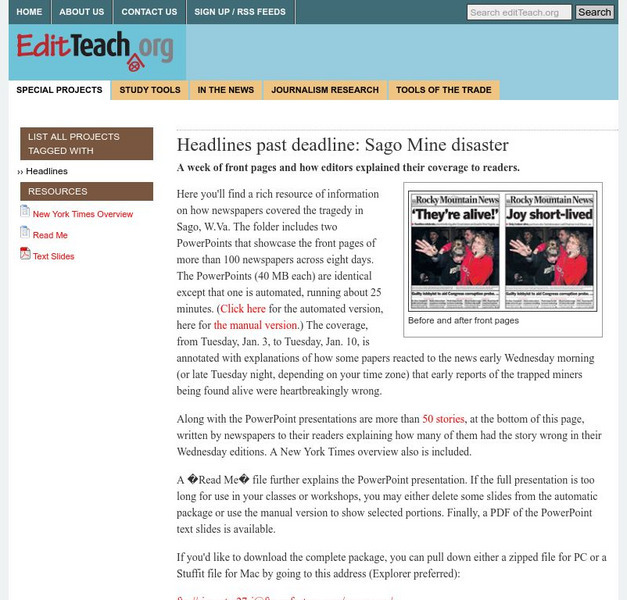 Headlines Past Deadline Activity