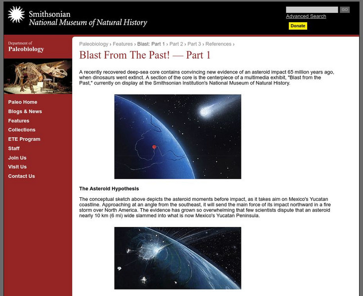 National Museum of Natural History: Paleobiology: Blast From the Past! Website National Museum of Natural History: Paleobiology: Blast From the Past! Website