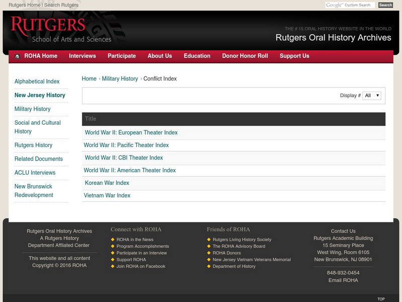 Rutgers Oral History Archive Primary Rutgers Oral History Archive Primary