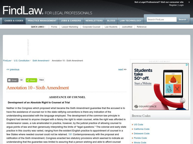 Find Law: Annotation 10: Sixth Amendment: Assistance to Council Activity Find Law: Annotation 10: Sixth Amendment: Assistance to Council Activity