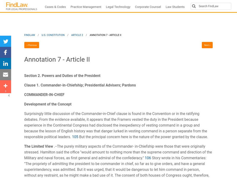 Find Law: u.s. Constitution: Article Ii: Powers and Duties of the President Activity Find Law: u.s. Constitution: Article Ii: Powers and Duties of the President Activity