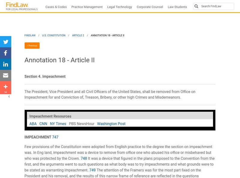 Find Law: Article Ii: Impeachment Activity Find Law: Article Ii: Impeachment Activity