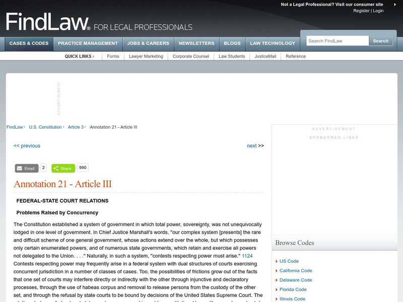 Find Law: Article Iii: Federal State Courts Relations Activity Find Law: Article Iii: Federal State Courts Relations Activity