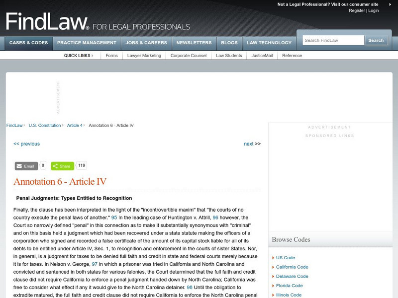 Find Law: Article Iv: Penal Judgments: Types Entitled to Recognition Activity Find Law: Article Iv: Penal Judgments: Types Entitled to Recognition Activity