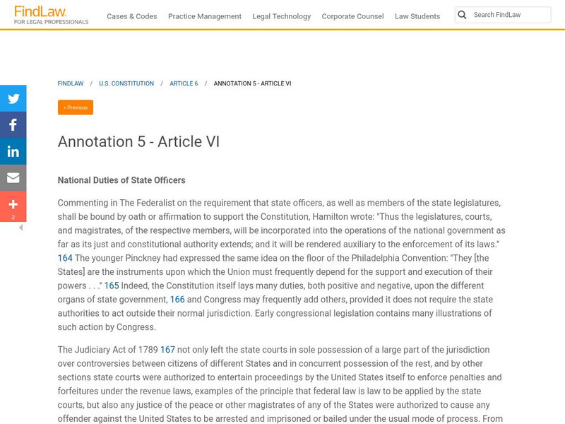 Find Law: Article Vi: National Duties of State Officers Activity Find Law: Article Vi: National Duties of State Officers Activity