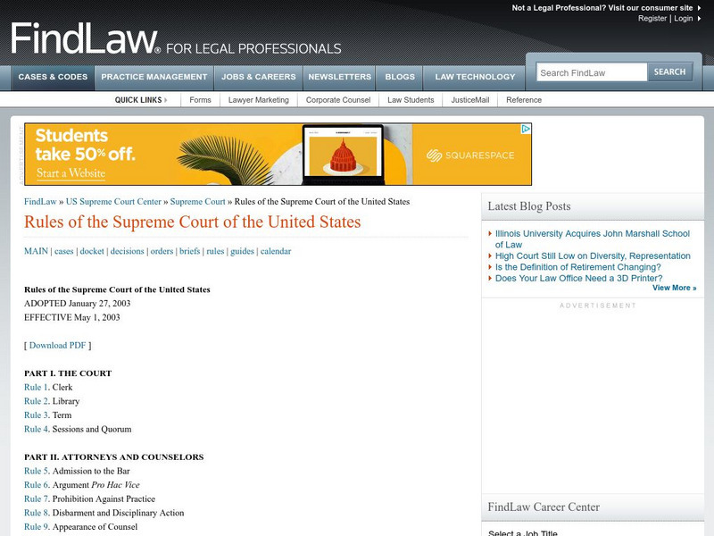 Find Law: Rules of the Supreme Court Activity Find Law: Rules of the Supreme Court Activity
