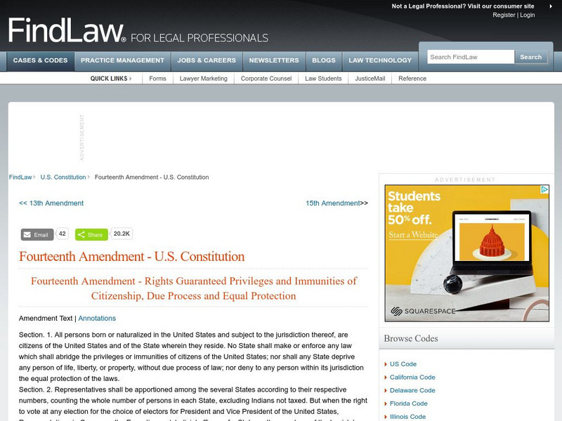 Find Law: u.s. Constitution: Fourteenth Amendment Activity Find Law: u.s. Constitution: Fourteenth Amendment Activity